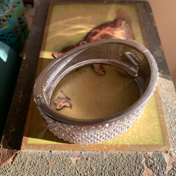 Gorgeous Sparkling Crystal Hinged Cuff Bracelet - Picture 11 of 11